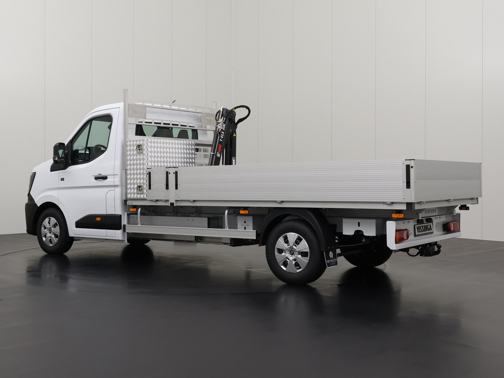 Renault Master E-Tech Open laadbak + HIAB kraan + trekhaak